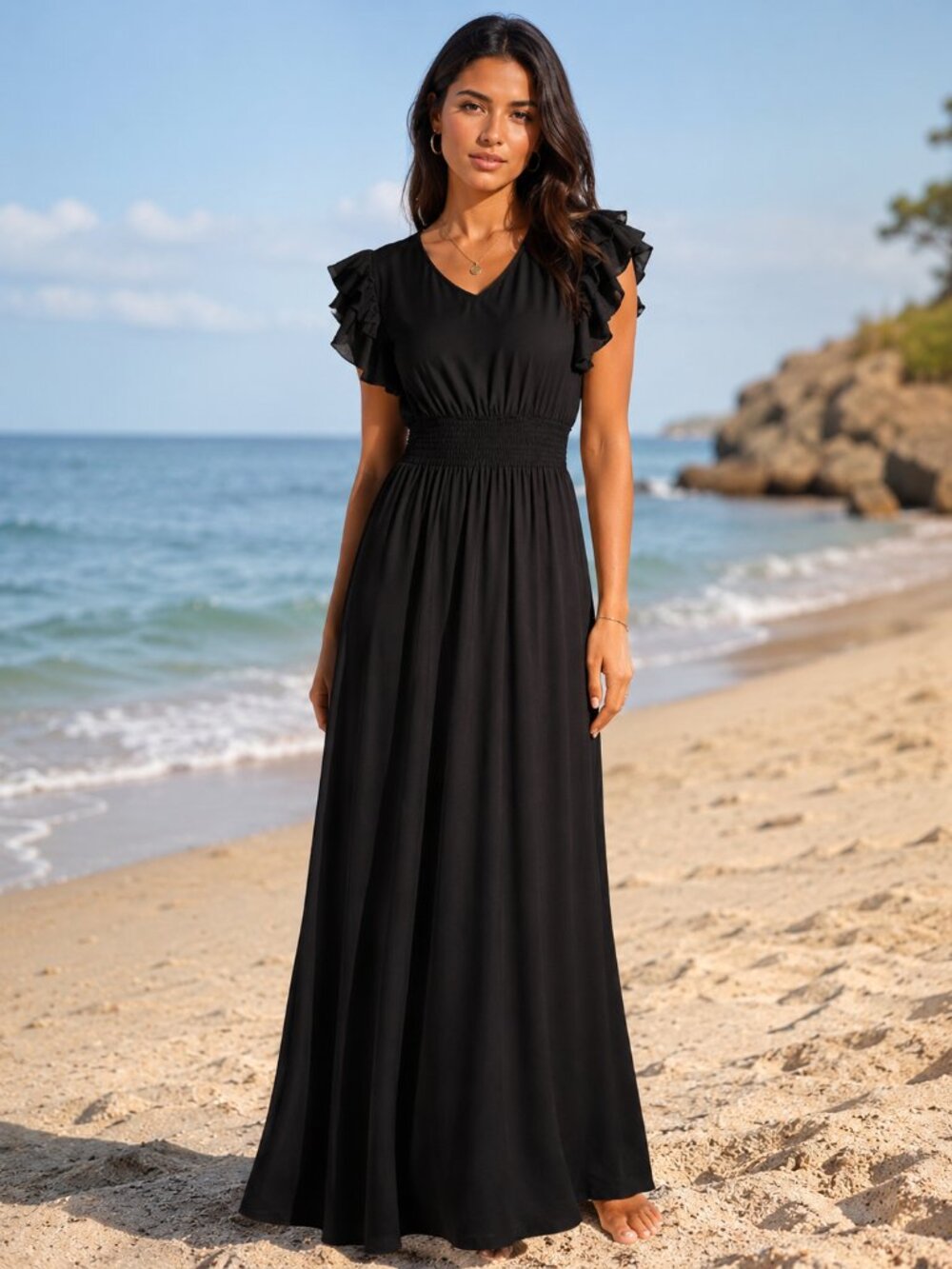 Aura Black Maxi Dress - Medium